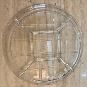 Elegant Clear Glass Round Serving Platter with 5 Divided Parts.